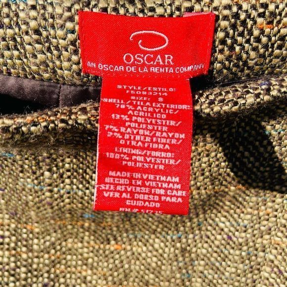 Oscar de la Renta Skirt Estilo Side Zip Gold Multicolor Fleck Tweed Lined SZ 8 - Picture 6 of 13